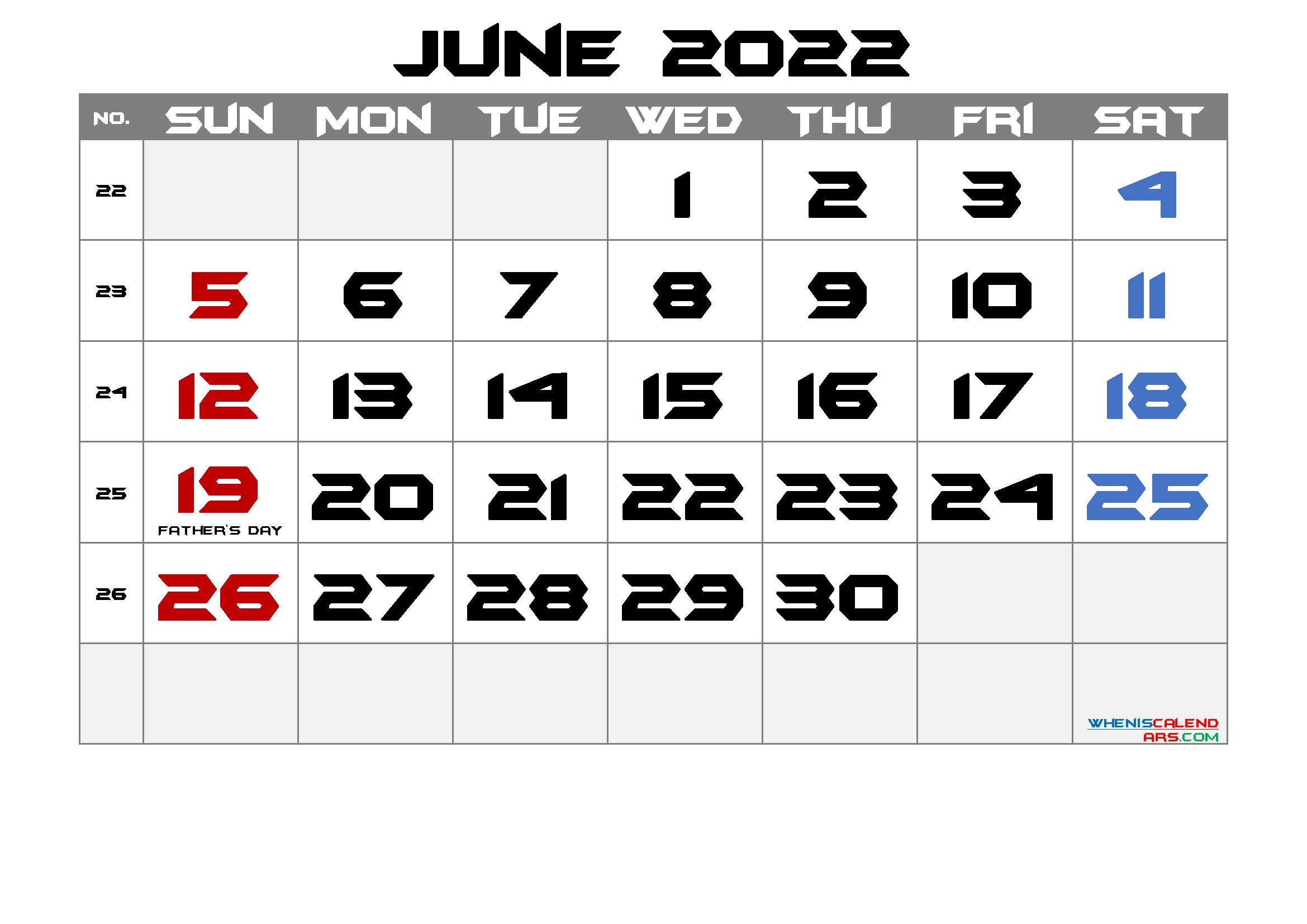 free printable june 2022 calendar pdf and png in 2020