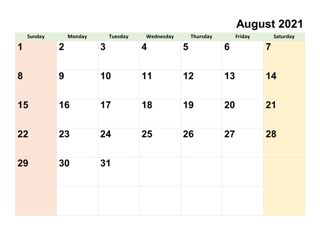 august 2021 calendar small font pdf