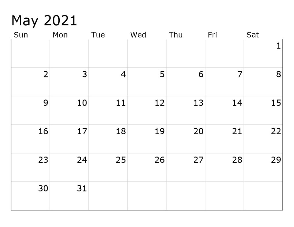 blank calendar may 2021 pdf