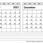 November December 2021 Calendar Printable Blank